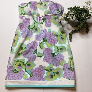 Laundry Shelli Segal Floral Strapless Feminine Romantic Mini Dress 4‎